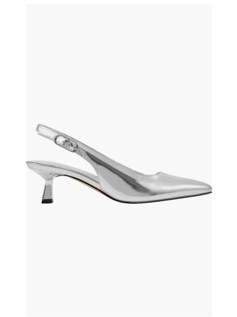 Marc Fisher LTD Kory Pointed Toe Kitten Heel Pump Silver 040 Leather Women’s 7 - Picture 3 of 15